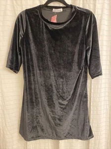 Women’s Black Velvet Top Medium Goth Basic - Picture 1 of 4