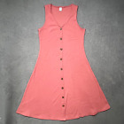 Old Navy Dress Women's Small Petite Coral Pink Sleeveless Ribbed Button Down