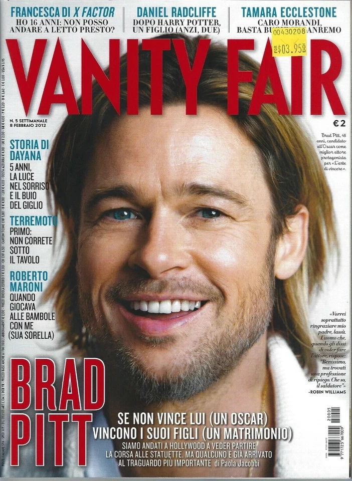 Brad Pitt Vanity Fair Magazine Italy 2/8/2012 💲 - Image 1 of 1