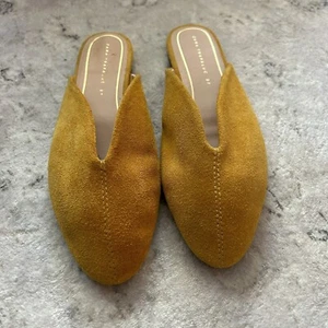 Zara Yellow Gold Suede Pointed Toe Flats - Picture 1 of 11