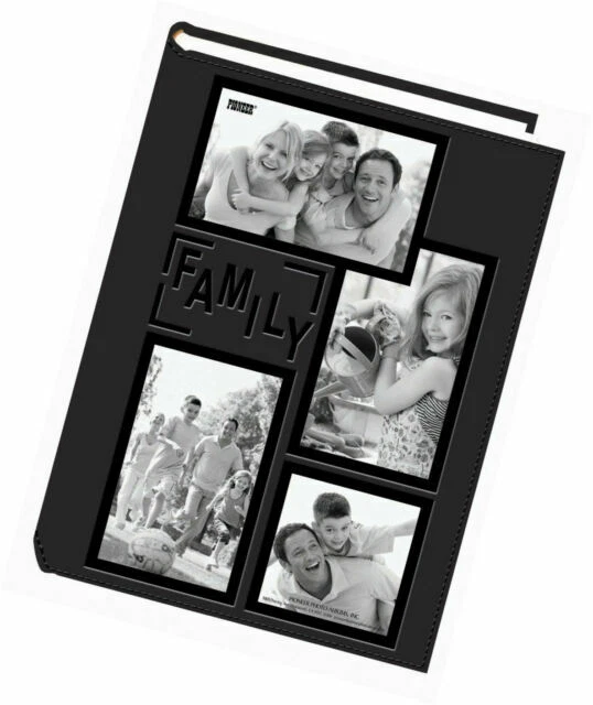 Pioneer 3 up Album 300 4x6" Photo Sewn Embossed Leatherette Frame Family Black