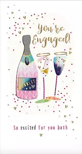 Engagement Congratulations Engaged Champagne Luxury Handmade Card Talking Pics - Picture 1 of 2