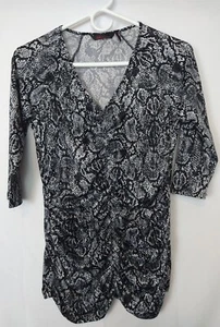Sofia Vergara Snake Skin Black V-neck Blouse Medium - Picture 1 of 3