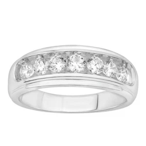 1.50 Cttw Round Diamond Wedding Channel Mens Band Ring 10k White Gold - Picture 1 of 2