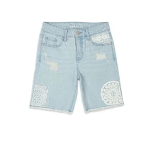 Pantalones cortos de mezclilla Jordache para niñas talla 18 lavado ligero crochet bermudas nuevos con etiquetas - Imagen 1 de 8