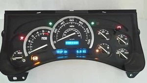 03-07 H2 HUMMER PREMIUM BLACK GAUGE WHITE LED COMPLETE REPLACEMENT CLUSTER WP - Picture 1 of 3