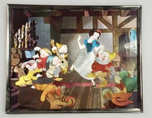 Vintage Walt Disney 1980's Snow White & Seven Dwarfs Foil Picture Made In U.S.A - Imagen 1 de 8