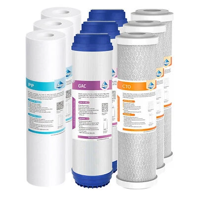 Sediment GAC CTO Carbon Water Filter Cartridges Set for Reverse Osmosis 3-Stage - Image 1 of 4