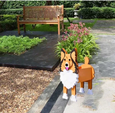Macetas para perros para plantas de exterior lindas macetas de madera para perros con forma de perro Foto 1 de 4