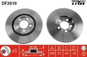 2 x TRW DF2619 Bremsscheibe für SEAT,VW - Bild 1 von 2