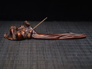 19.5 cm China Natural old wood carving Li Bai pattern Boxwood Incense sticks - Picture 1 of 9