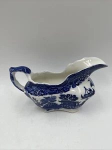 Antique Vintage Allertons blue willow gravy boat - Picture 1 of 9