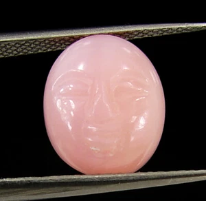 4.05 Ct Natural Pink Opal Loose Gemstone Carved Moon Face Wire Wrap - 64148 - Picture 1 of 5