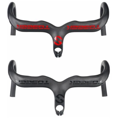 TOSEEK Full Carbon Fiber Integrated Handlebars Road Bike Drop Bar 400/420/440mm - Image 1 of 4