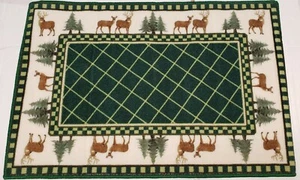 Tappeto lungo in nylon stampato da cucina (antiscivolo) (20" x 30") WOODLANDS CERVI E ALBERI, CE - Foto 1 di 5