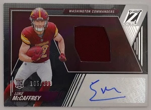 Luke McCaffrey 105/399 2024 Panini Zenith Relic Autograph RC Auto Patch - Picture 1 of 2