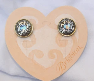 Brighton Celestial Two Tone Silver & Gold Blue Crystal Post Earrings - Picture 1 of 2