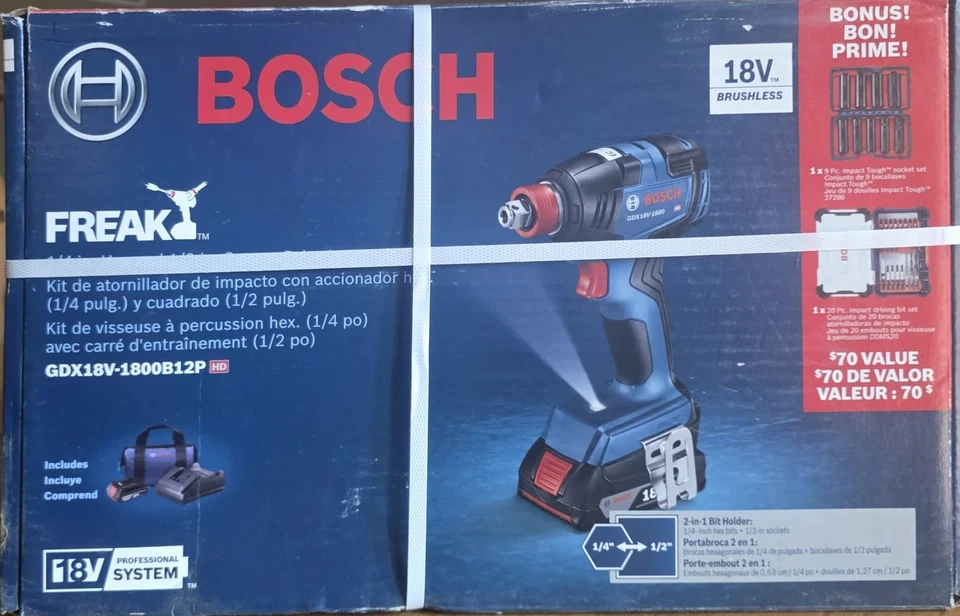 Bosch GDX18V-1800B12 18V Two-In-One 1/4 In. and 1/2 In. Bit/Socket Impact Driver - Image 1 of 4
