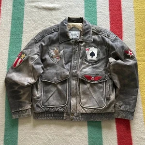 Chaqueta de bombardero aviador de cuero vintage fase 2 Flying Tigers Segunda Guerra Mundial talla 42 - Imagen 1 de 7