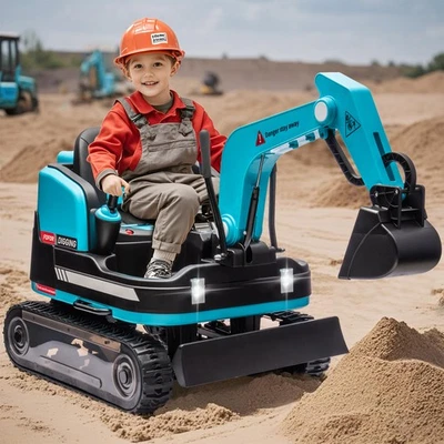 2IN1 12V 360° Kids Blue Ride on Traxcavator Excavator Toys with RC - Image 1 of 4