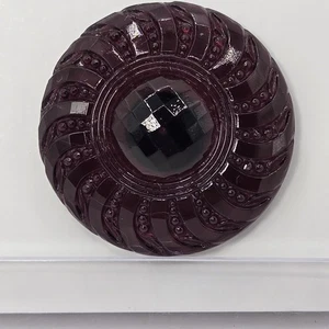 Hübsche lila Pressglas Pinwheel Sunburst Glas Hutnadel Knopf 5 oder 6 Zoll - Bild 1 von 13