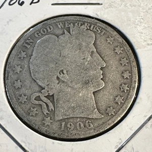 1906 D Barber Half Dollar, 90% Silver  #77 - Picture 1 of 3