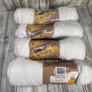 Vintage CARON DAZZLE AIRE Yarn 4 Skeins 2601 WHITE 3 Oz H2260 Acrylic/Nylon - Picture 1 of 3