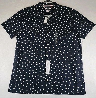 Tommy Hilfiger Men’s XXL Button Down Navy Polka Dot Shirt Preppy Y2K Classic New - Image 1 of 4