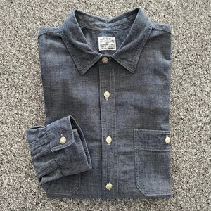 J Crew Chambray Slim Fit Button Down Shirt Mens M Cotton Indigo Chin Strap - Picture 1 of 10