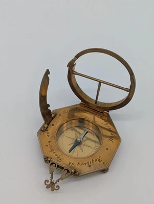 Äquatorialsonnenuhr Augsburger Typ Messing Kompass Maritim Vintage - Bild 1 von 4
