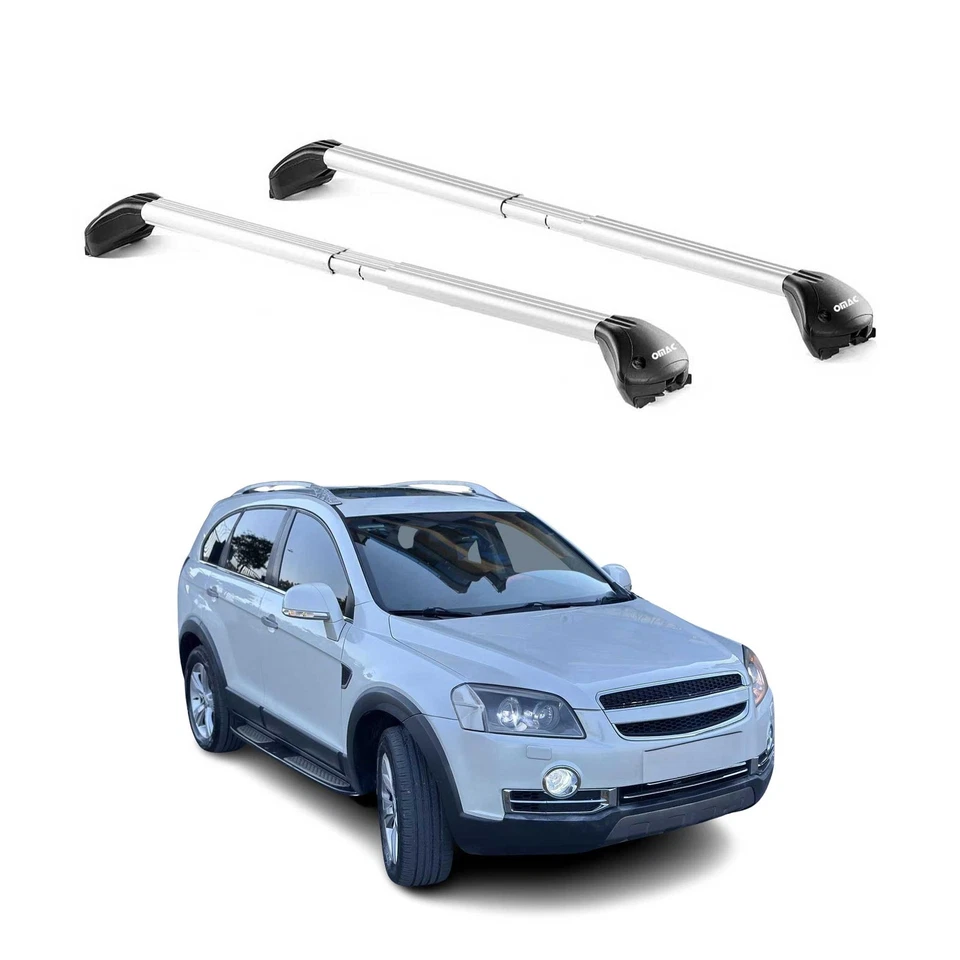 Barras transversais prata suporte 2 peças rack de teto Chevrolet Captiva Sport 2012-2015 - Imagem 1 de 4