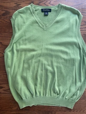 Brooks Brothers Suéter Chaleco Hombres L Verde Pullover Cuello en V Algodón Pima  Foto 1 de 4