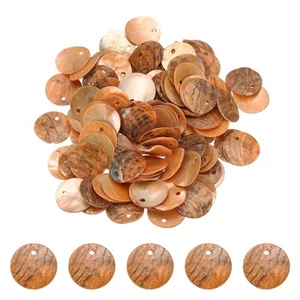 120Pcs Shell Beads for Jewelry Making, Flat Shell Coin, Light Orange - Picture 1 of 6