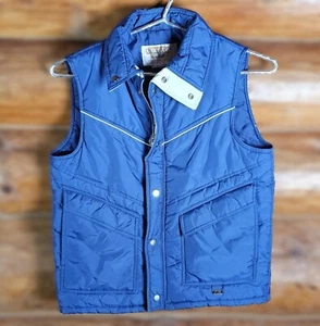 Vintage 70s Montgomery Ward Varsity Shop Vest  Snap Zip mens M - Picture 1 of 5