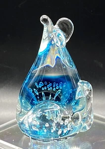 Handmade Studio Art Glass Mouse Blue Bullicante Bubbles Figurine Paperweight - Picture 1 of 12
