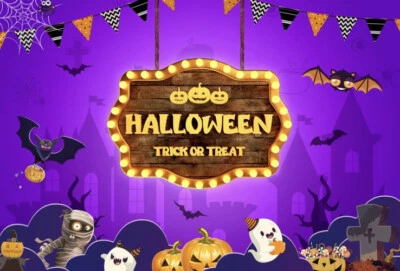 Telón de fondo de Halloween 7x5 pies calabaza fantasma murciélagos truco o trato foto decoración fiesta nuevo Foto 1 de 4