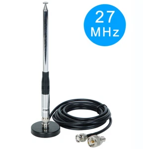 ABBREE 27Mhz BNC Teleskopowa antena CB z adapterem wtykowym PL259 i podstawą magnetyczną - Zdjęcie 1 z 12