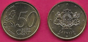 LATVIA 50 EURO CENT 2014 UNC LARGE COAT OF ARMS OF THE REPUBLIC OF LATVIA,with t - Picture 1 of 1