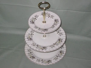 Vintage H. Aynsley 3-Tier China Hostess Cake Plate Stand (Hops Pattern?) - Picture 1 of 1