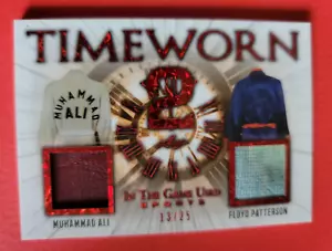 MUHAMMAD ALI FLOYD PATTERSON JUEGO GUANTES DE BOXEO USADOS BAÚLES?? TARJETA #13/25 HOJA - Imagen 1 de 3