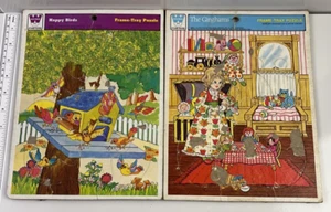 Whitman Lot of 2 Happy Birds and The Ginghams 1976 Puzzles Vintage 8.25"x11" - Picture 1 of 10