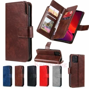 For iPhone 12 Pro Max 11 XR SE 8 7 6s Wallet Card Holder Flip Leather Case Cover - Picture 1 of 38