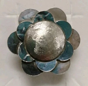 ANELLO FIORE PETALI IN ARGENTO 925 EFFETTO MARTELLATO DONNA NUOVO SILVER - Foto 1 di 7