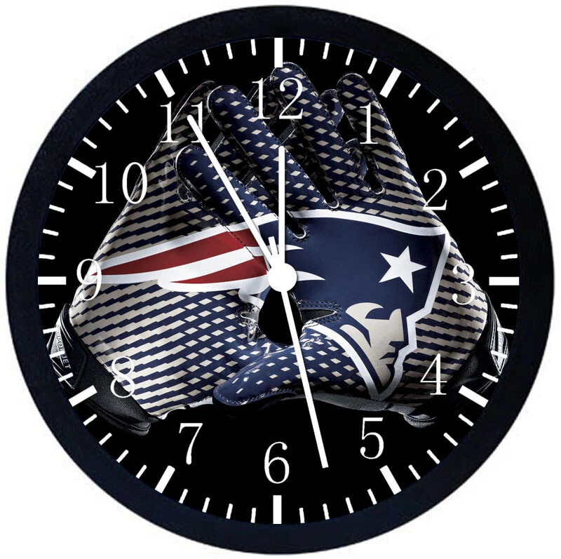 Reloj de Pared New England Patriots 12" Marco Negro Cara de Vidrio Sin Marcar F108 Foto 1 de 1