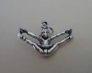 22x15mm Cheerleader or Gymnast Toe Touch Sterling Silver Charm - Picture 1 of 5