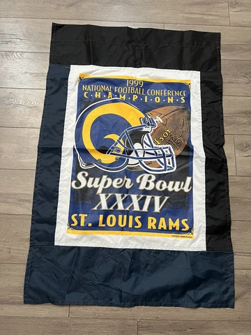 VINTAGE 90s ST LOUIS RAMS SUPER BOWL Champions  28"X40" BANNER FLAG WINCRAFT 👀 Cover
