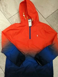 Polo Ralph Lauren uomo taglia S arancione blu pullover giacca a vento nuova con etichetta - Foto 1 di 7