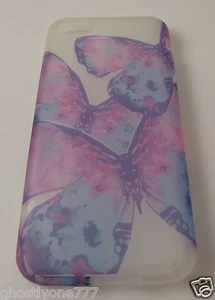 fits iPhone 5C, phone case soft rubber pinks purples blues butterfly design  - Picture 1 of 2