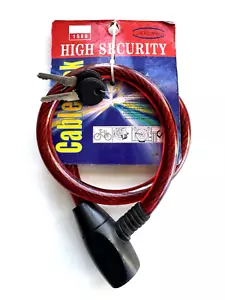 1/2" THICK Steel Cable Bike Lock Keyed 29" Cable with High Security Lock +2 Keys - Picture 1 of 10
