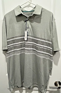 Caribbean Joe Poloshirt Herren XL Grau Streifen Performance Kurzarm Golf Neu mit Etikett - Bild 1 von 9